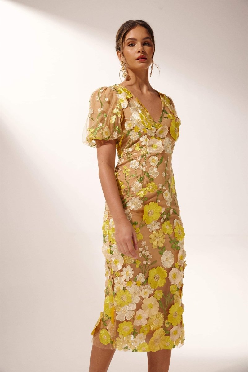 Tania® | V-Neck Floral Midi Dress