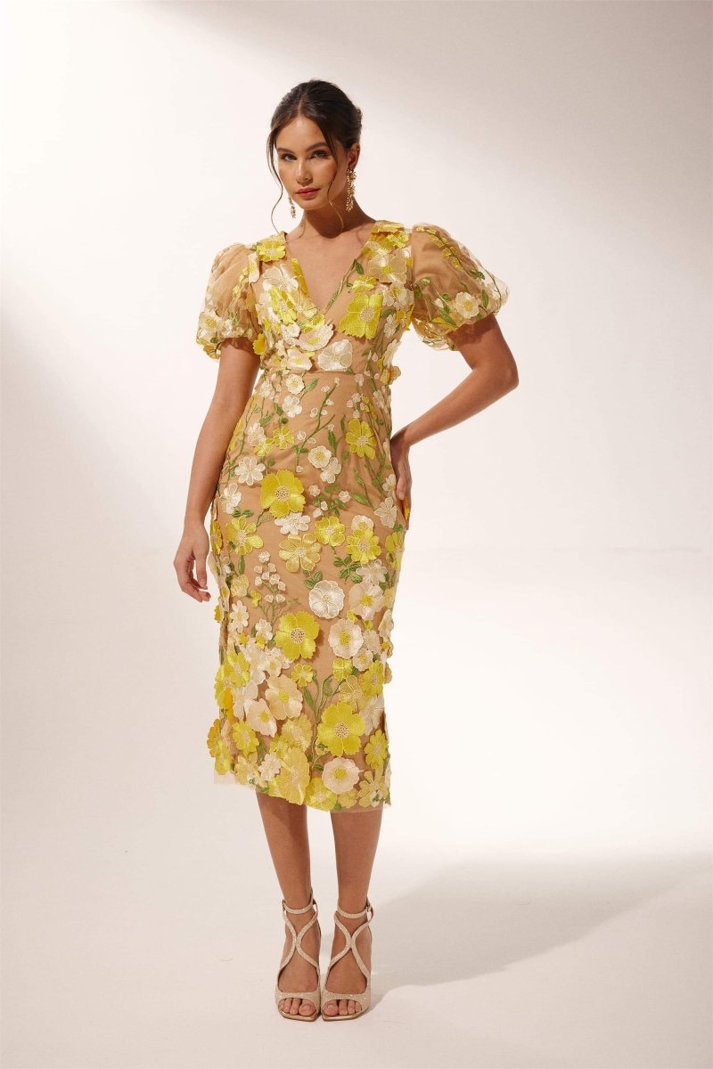 Tania® | V-Neck Floral Midi Dress
