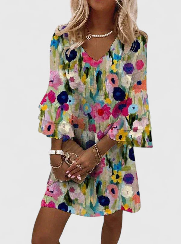 Sandra | Women's V-Neck Mini Floral Dress