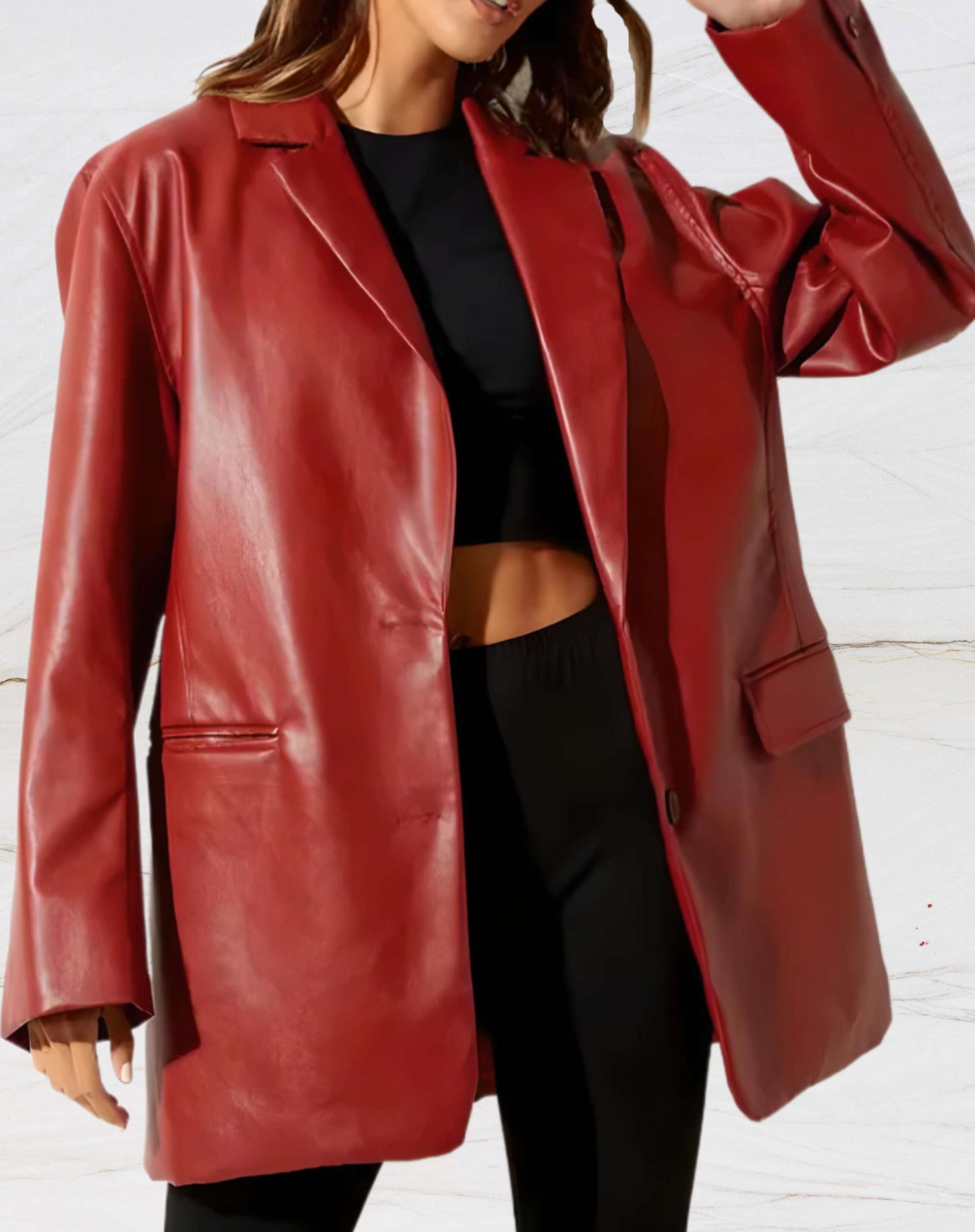 Herma® | Leather jacket with lapel collar