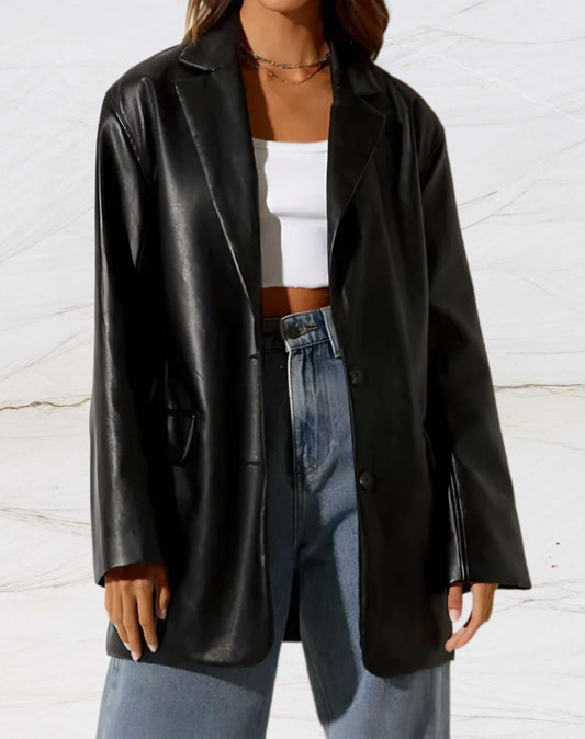 Herma | Leather jacket with lapel collar