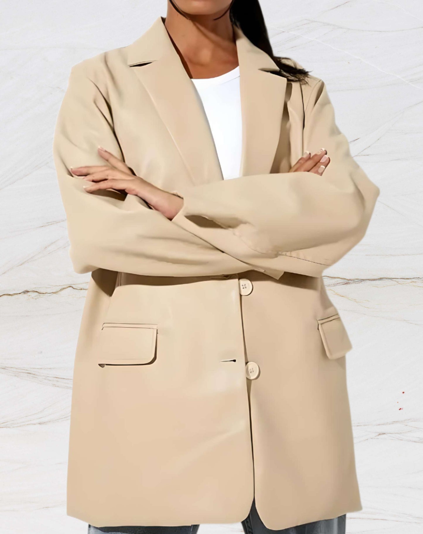 Herma® | Leather jacket with lapel collar