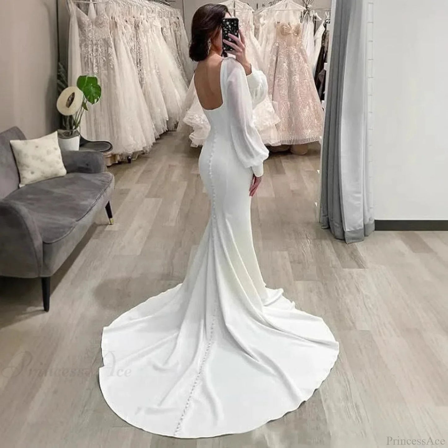 Satin Mermaid Outdoor Bridal Wedding Dress
