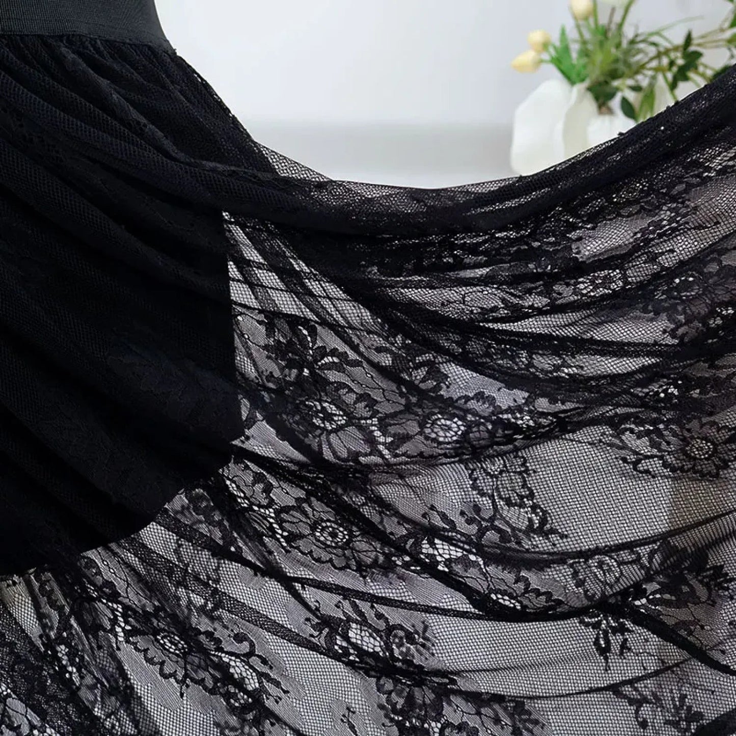 See Through Lace Maxi Party Skirt