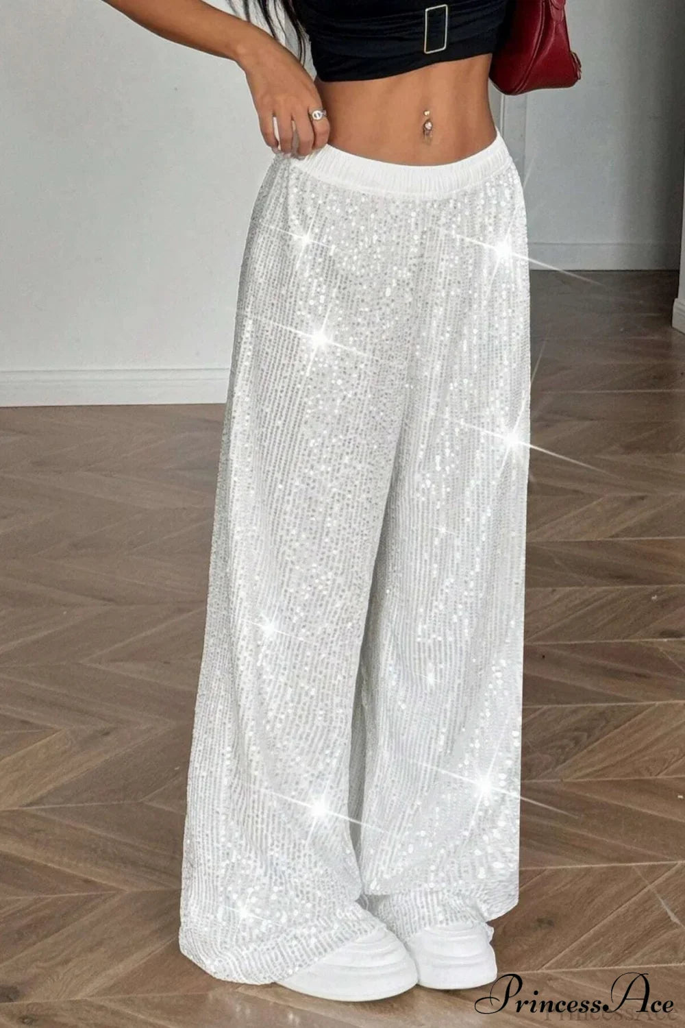 Sequin High Waist Flowy Wide-Leg Pants
