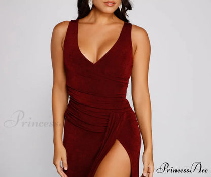 Serena Formal High Charming Slit Lurex Dress