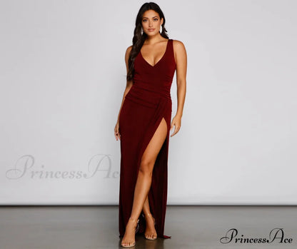 Serena Formal High Charming Slit Lurex Dress