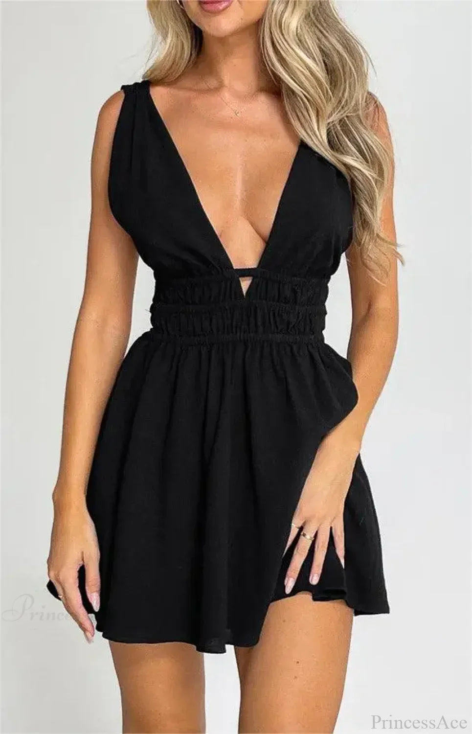 Sexy Backless V-neck Flower Print Mini Floral Dress