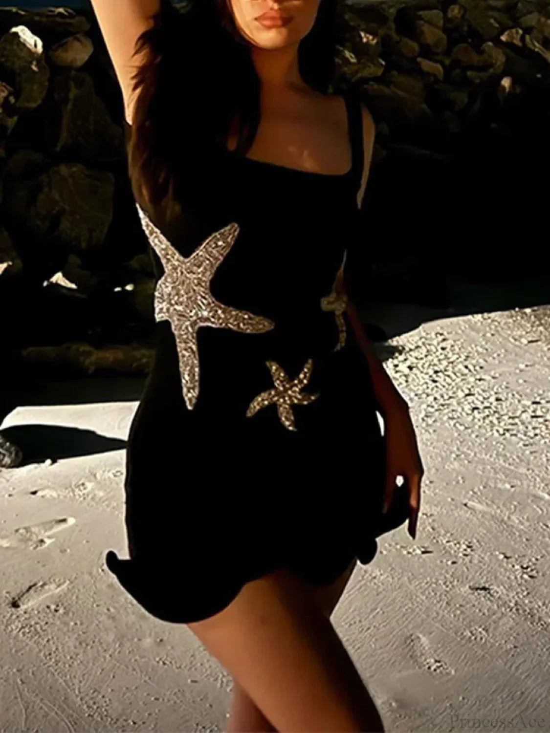 Sexy Mini Fashion Shiny Sequins Printed Strap Summer Chic Sleeveless Party Dress