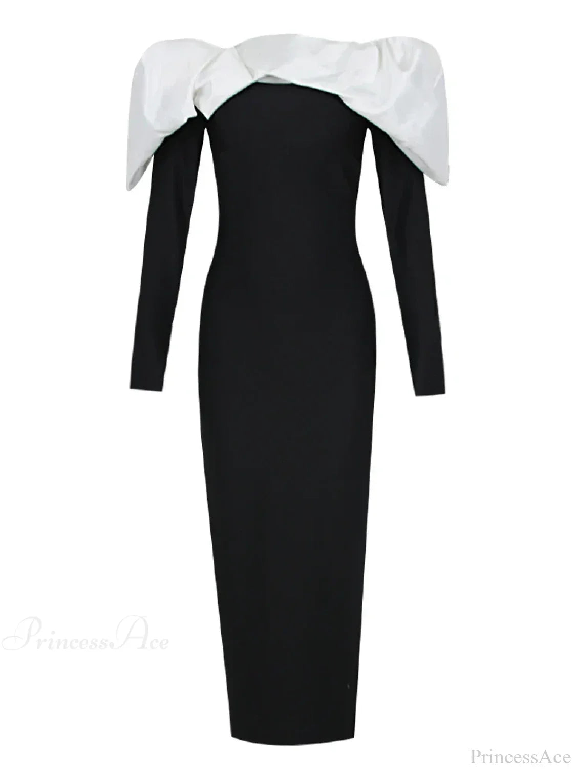 Sexy Off Shoulder Long Sleeves Bandage Black Detachable Pleated Party Dress