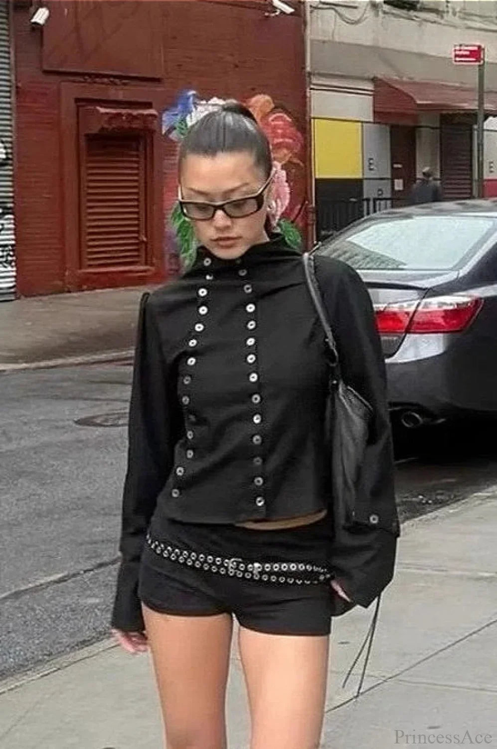 Sexy Solid Button Slim Round Neck Long Sleeve Tee