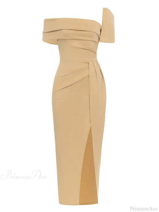 Sexy Square Collar Folds Design Long Dress Short Sleeves Party Dress