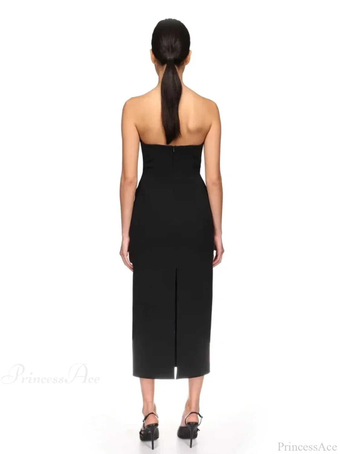 Sexy Strapless V Neck Diamonds Bandage Black Sleeveless Party Dress