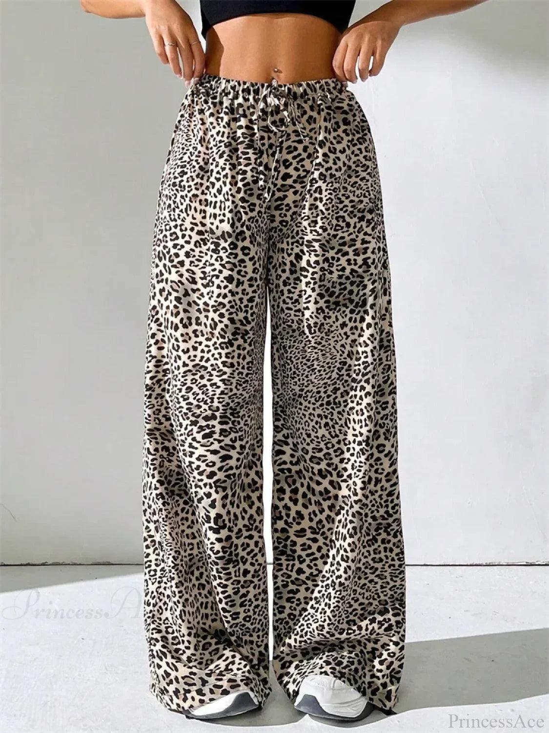 Sexy Striped Side Split Tie-Up Wide-Leg Sweatpant