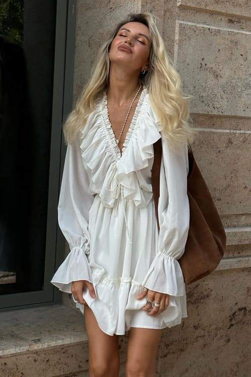 Ingrid® | V-Neck Ruffle Mini Dress