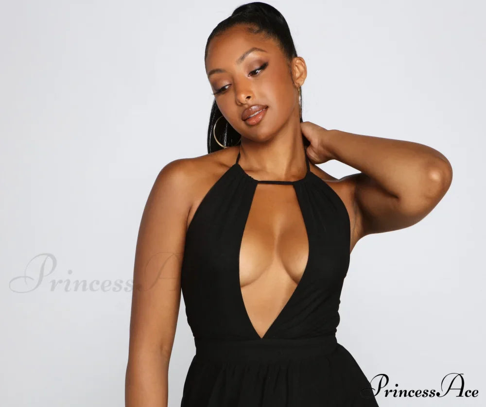 Sheer Appeal High Charming Slit Halter Dress