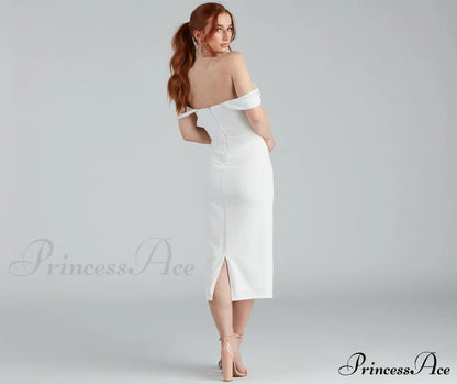 Sheila Crepe Corset Charming Midi Formal Dress