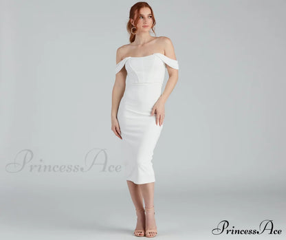 Sheila Crepe Corset Charming Midi Formal Dress