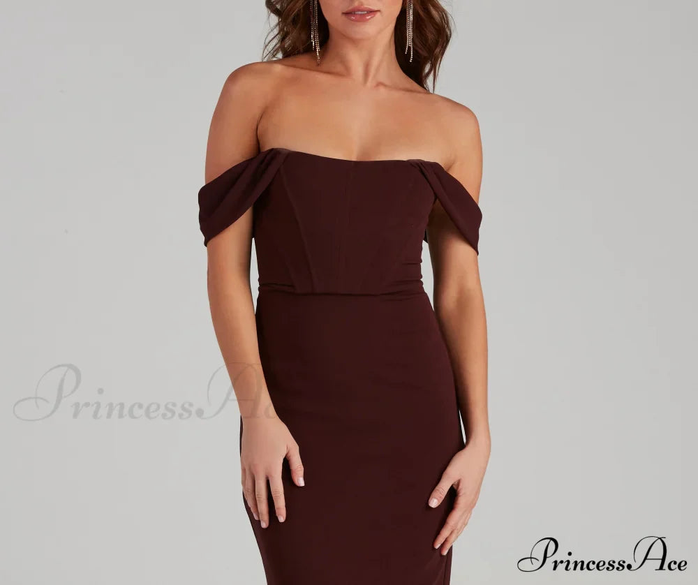 Sheila Crepe Corset Charming Midi Formal Dress