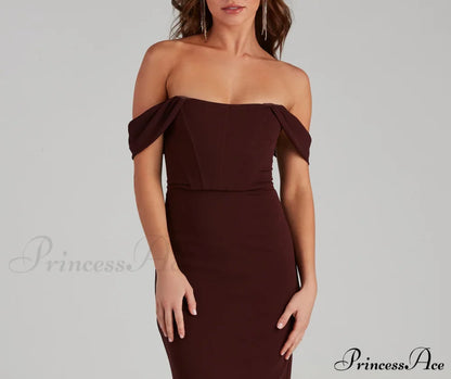 Sheila Crepe Corset Charming Midi Formal Dress