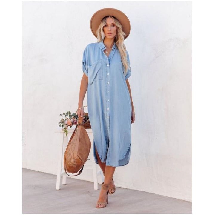 Shelby | Women's Button-Down Denim Midi Dress