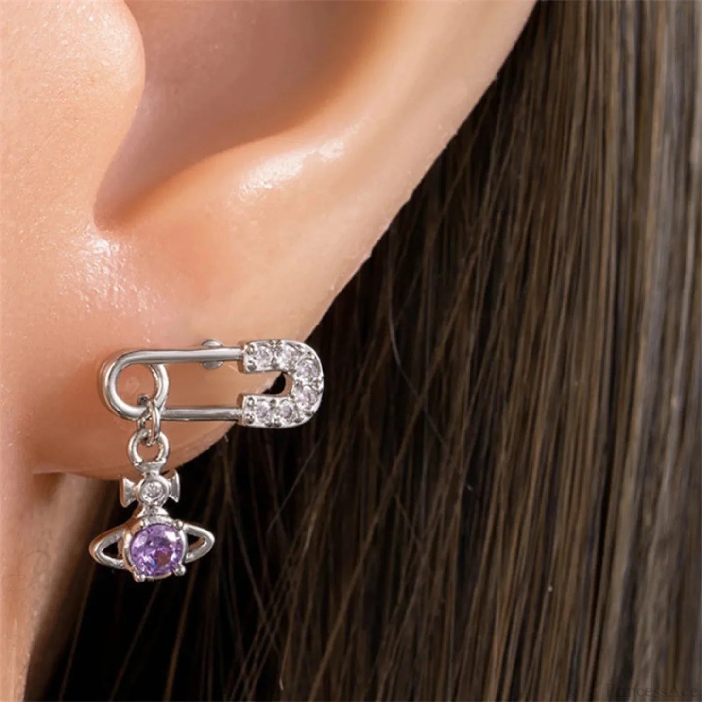 Shiny Saturn 316L Stainless Steel Stud Earring