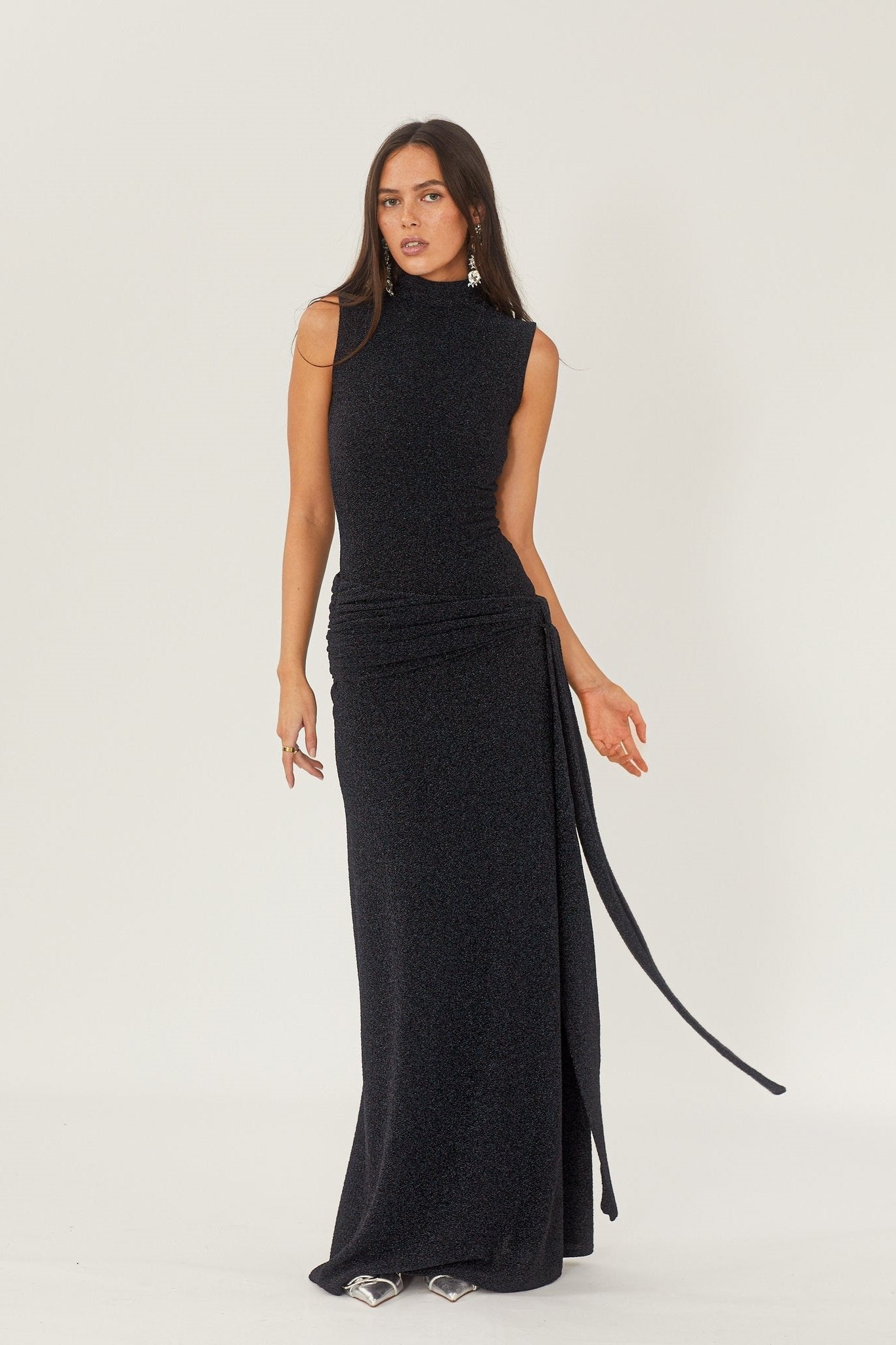 Melanie® | Maxi Knit Dress With Metallic Straps