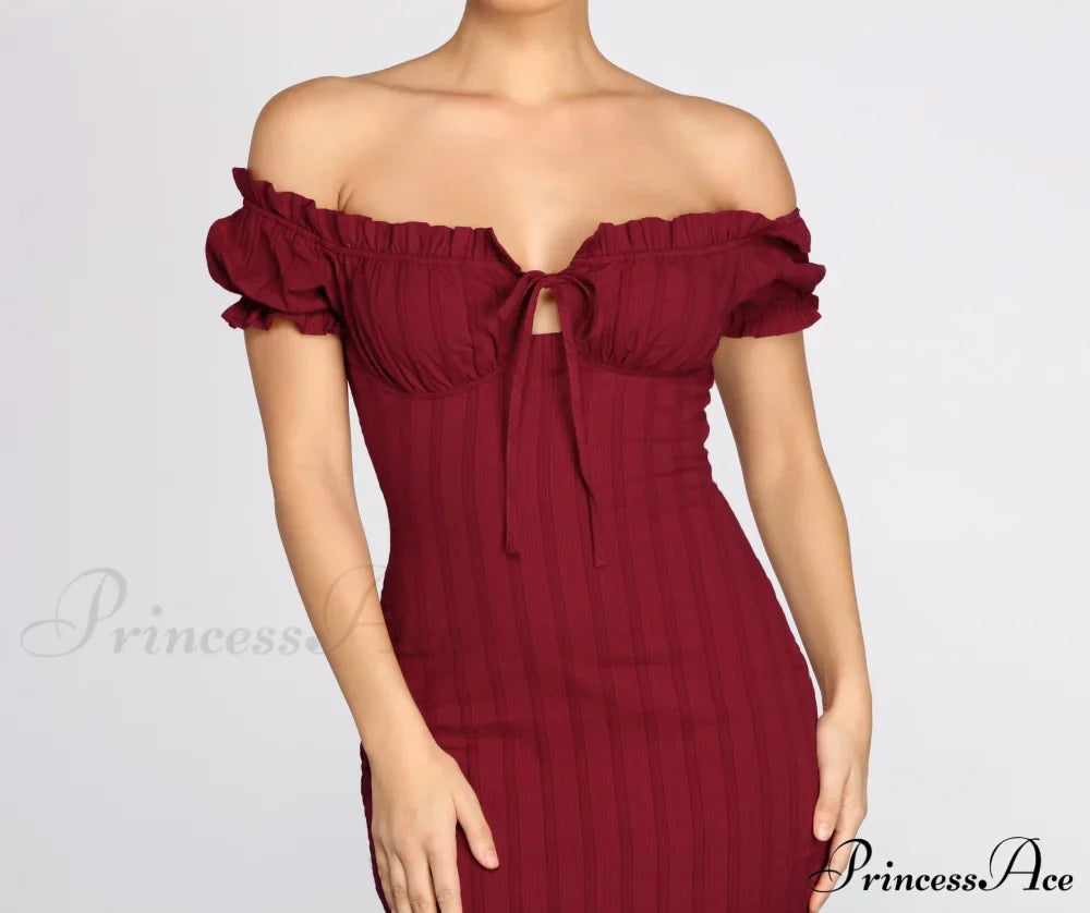 Show 'Em Off Charming Shoulder Smocked Mini Dress