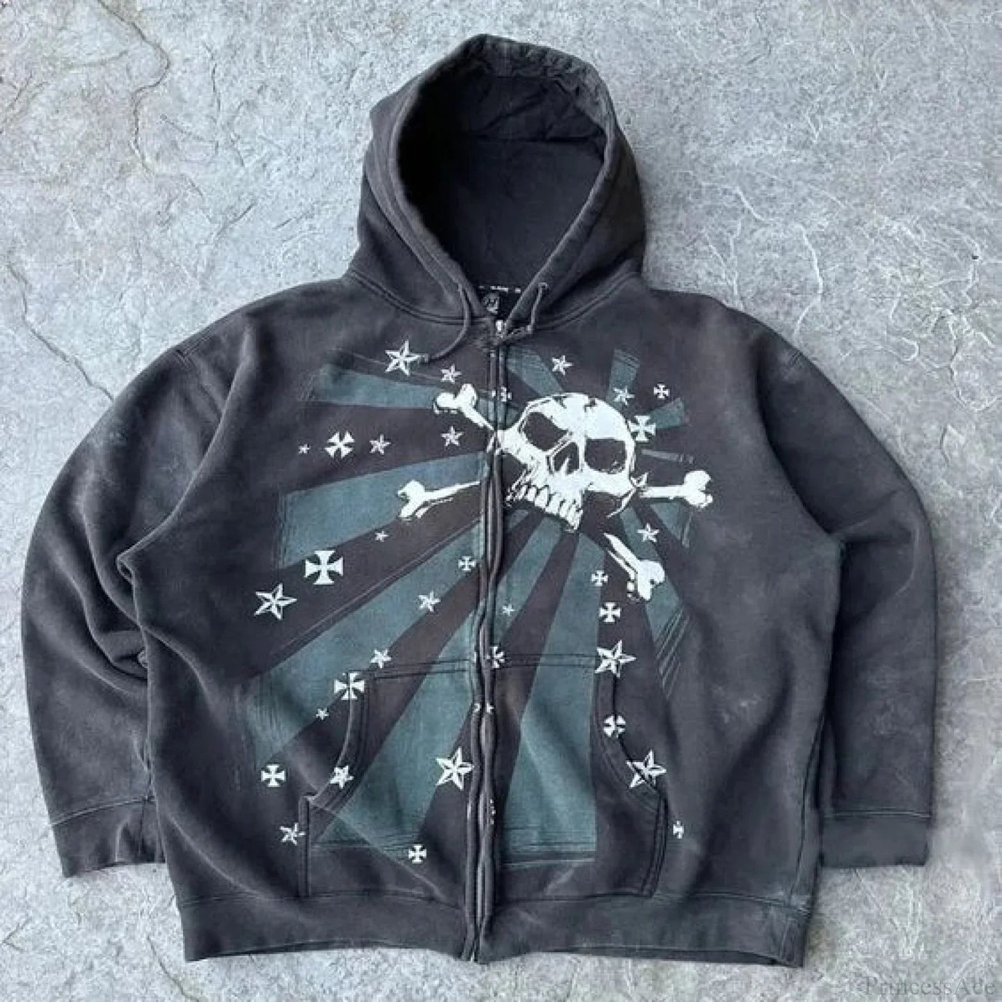 Skull Graphic Zipper Hoodie