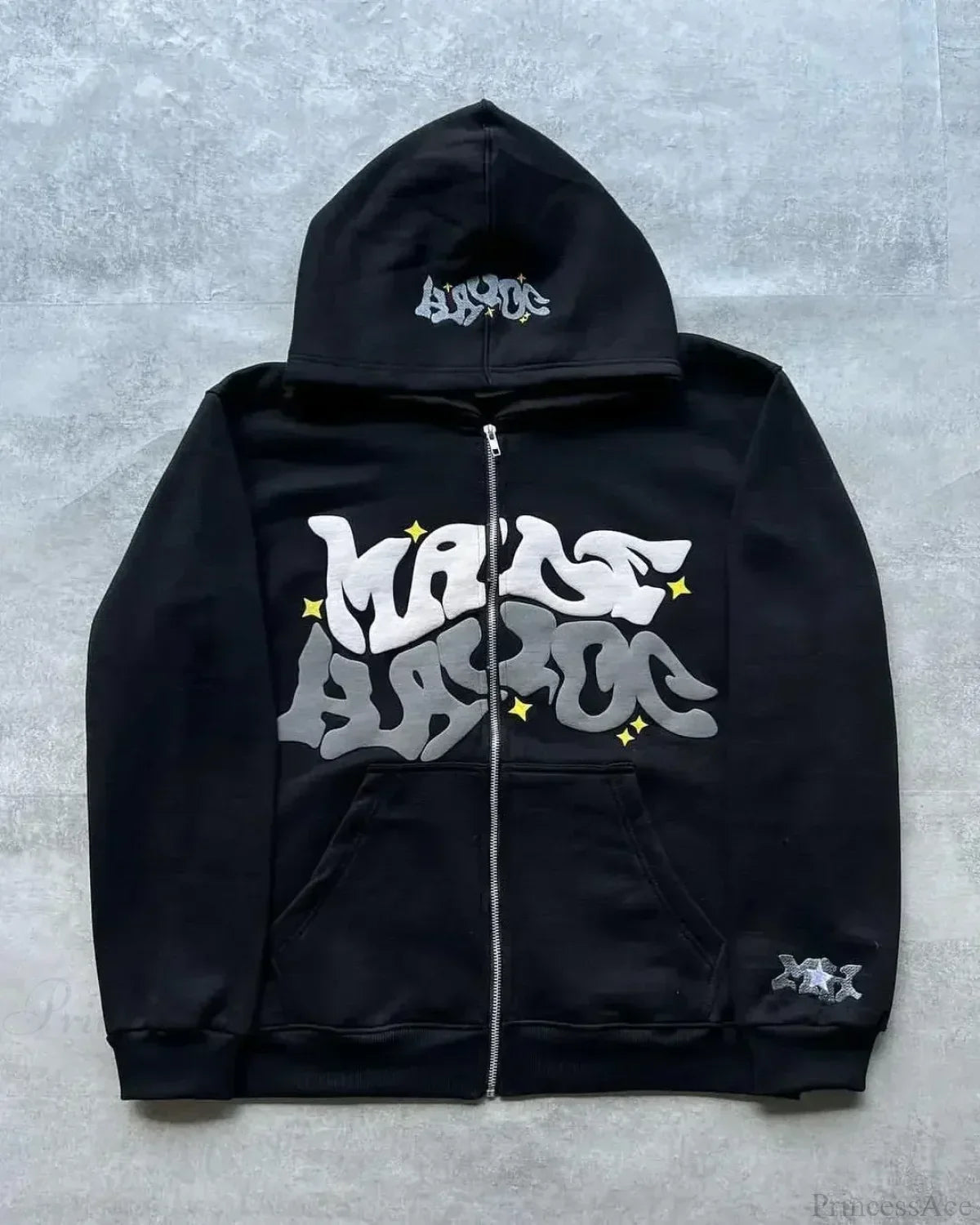Skull Patchwork Zipper Hoodie
