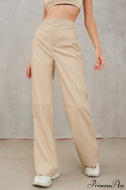 Slim Faux Leather High Waist Wide Leg Pants