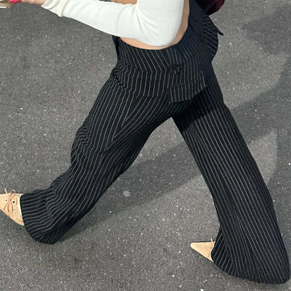 Slim Fit Striped Low Rise Pants