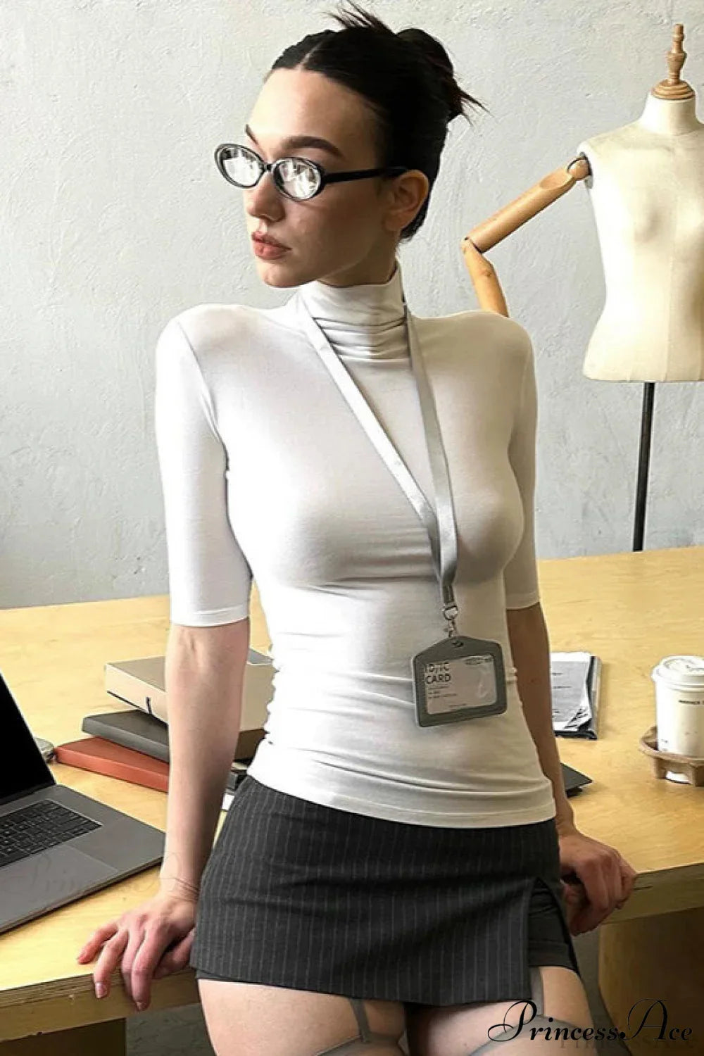 Solid Color Turtleneck Slim Long Sleeve Tee