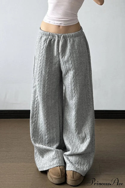 Solid Warm Wide Leg Tie Waist Pants