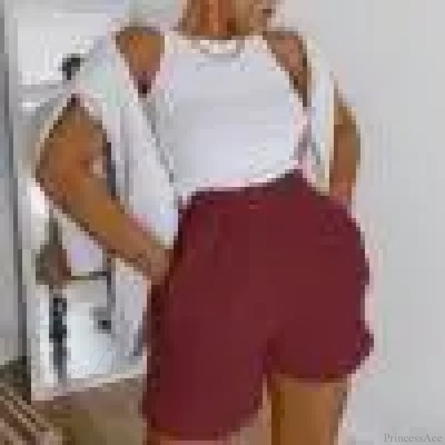 Solid Wide Leg Slant Pocket Short