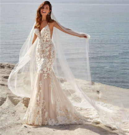 Spaghetti Strap Elegant Wedding Dress