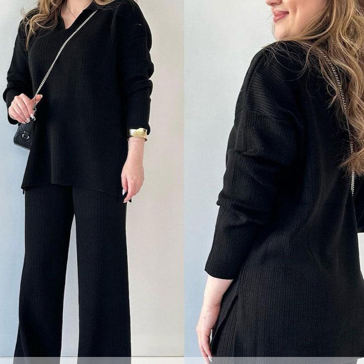 Lina | Casual two-piece suit with a V-neck and slit.