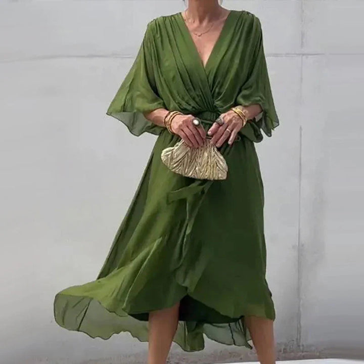 Natasha® | Midi Dress With V-Neckline And Loose Sleeves