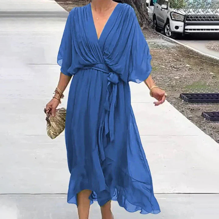 Natasha® | Midi Dress With V-Neckline And Loose Sleeves