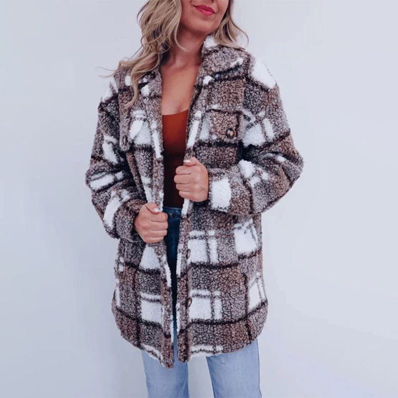 Carina | Checked teddy jacket for women