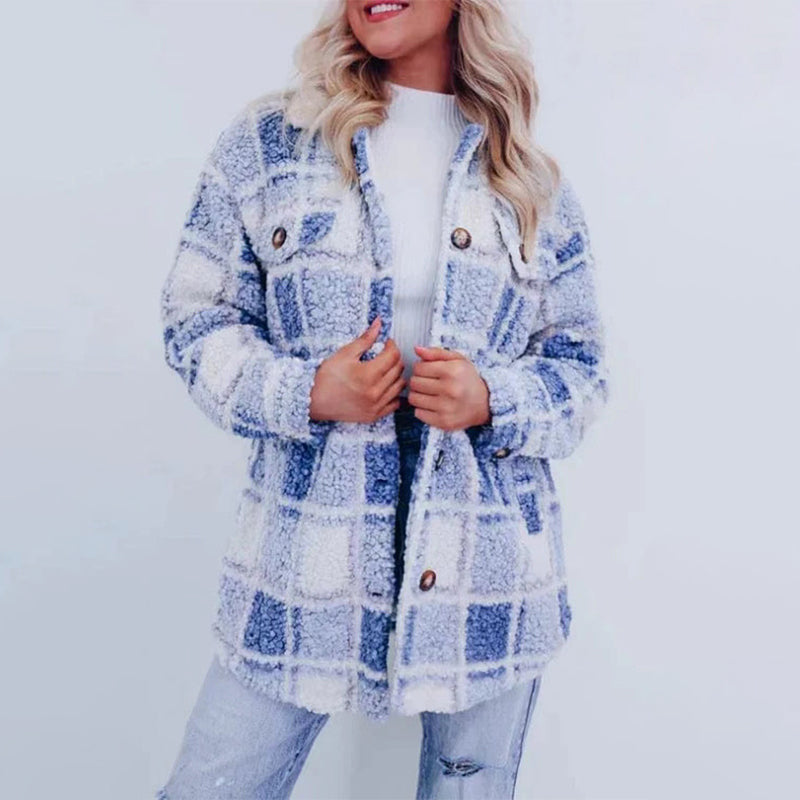 Carina | Checked teddy jacket for women