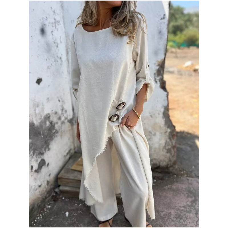 Salomé® | Elegant Cotton And Linen Two-Piece Suit