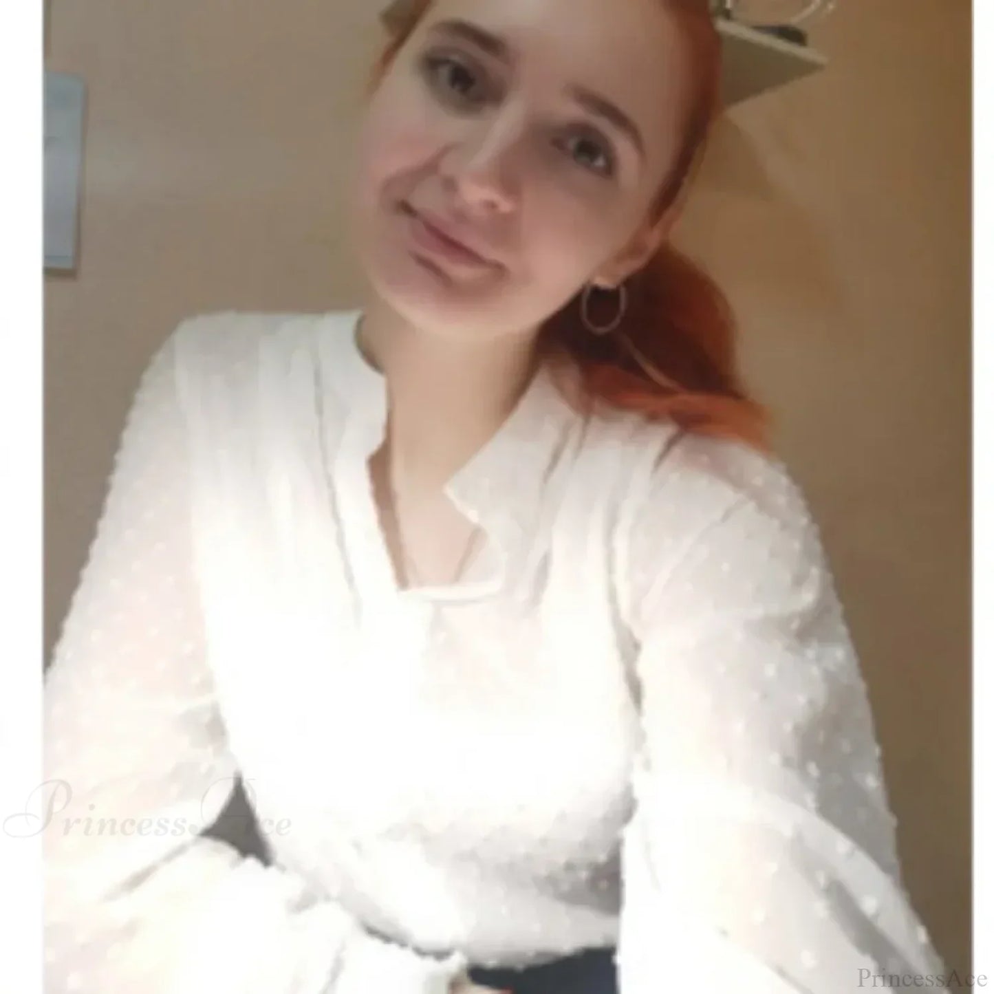 Spring Long Sleeve White Office Blouse
