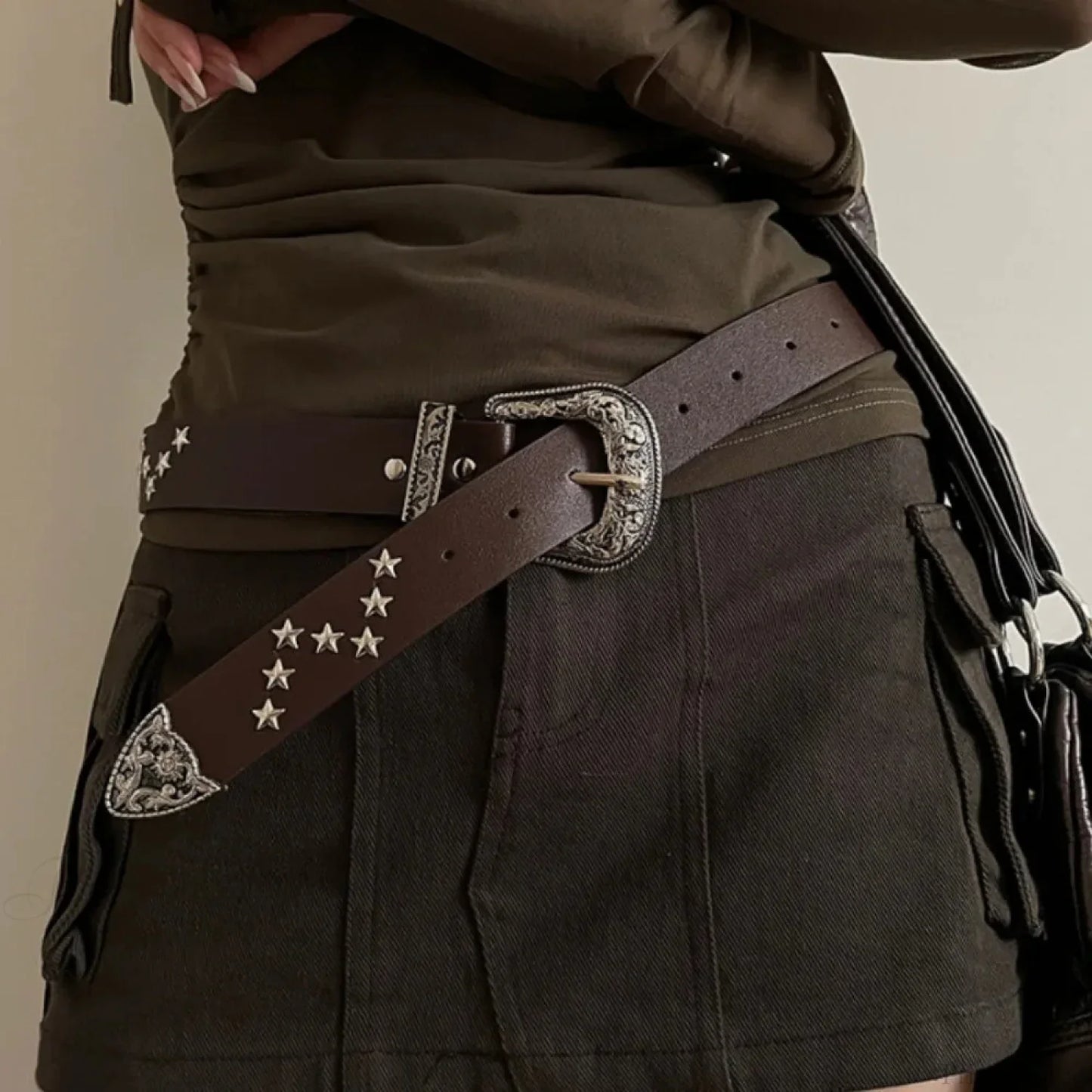 Stellar Rivet Y2K Gothic Metallic Buckle Belt