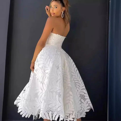 Strapless A-Line Lace Evening Wedding Dress