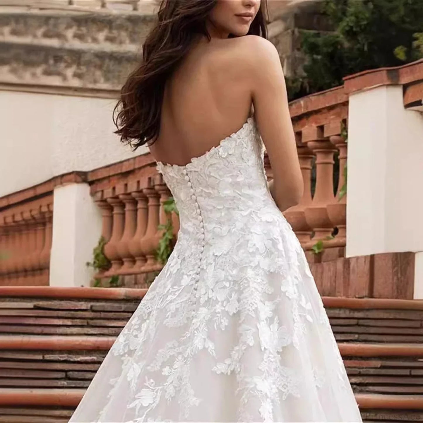 Strapless Lace Ball Gown Wedding Dress