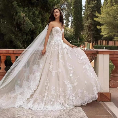 Strapless Lace Ball Gown Wedding Dress