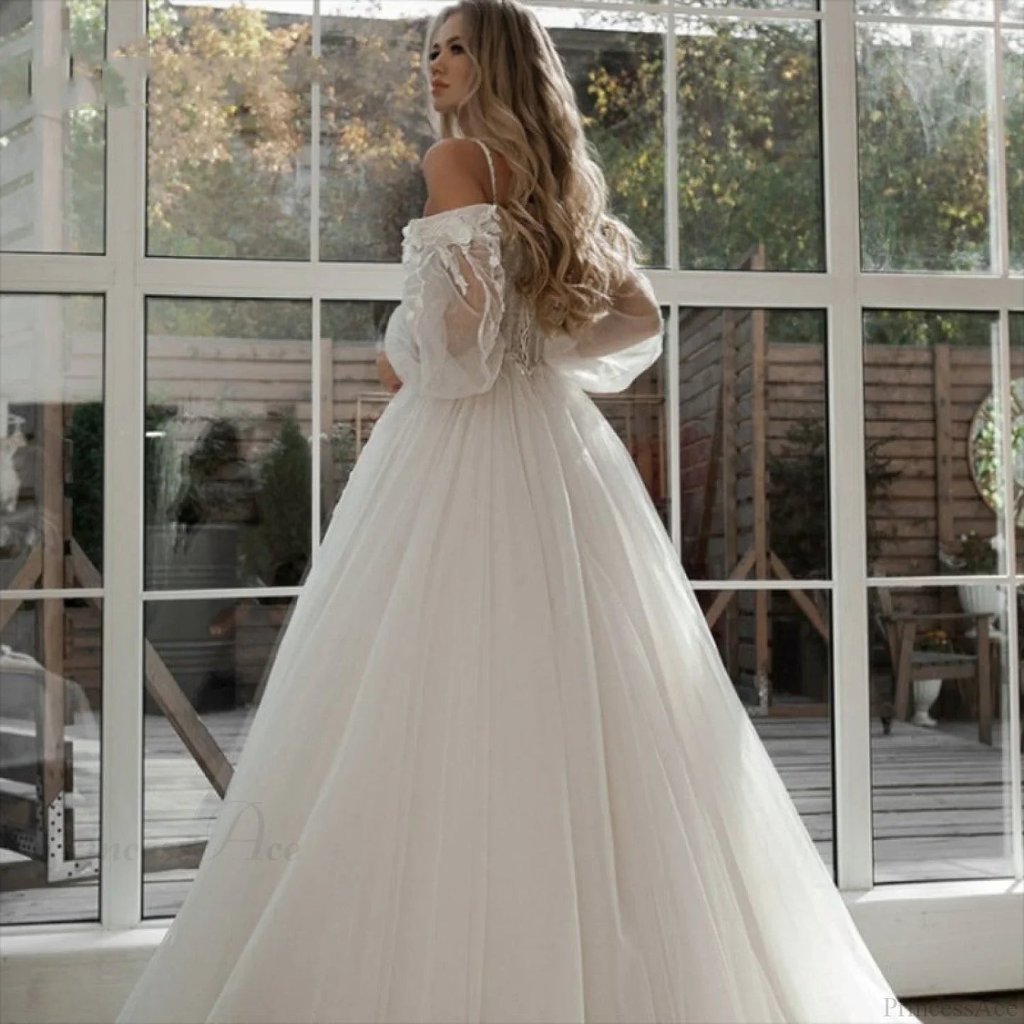 Strapless Lace Long Train Wedding Dress