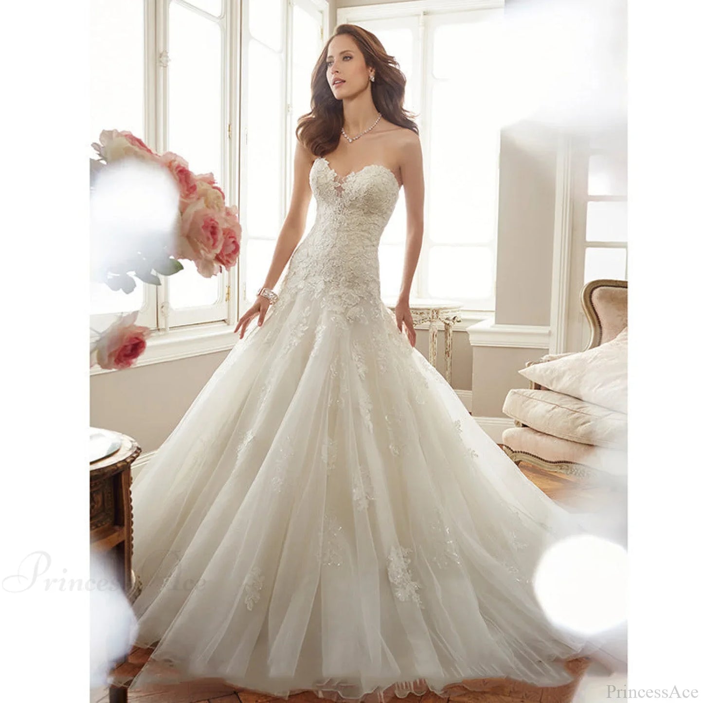 Strapless Mermaid Lace Wedding Dress