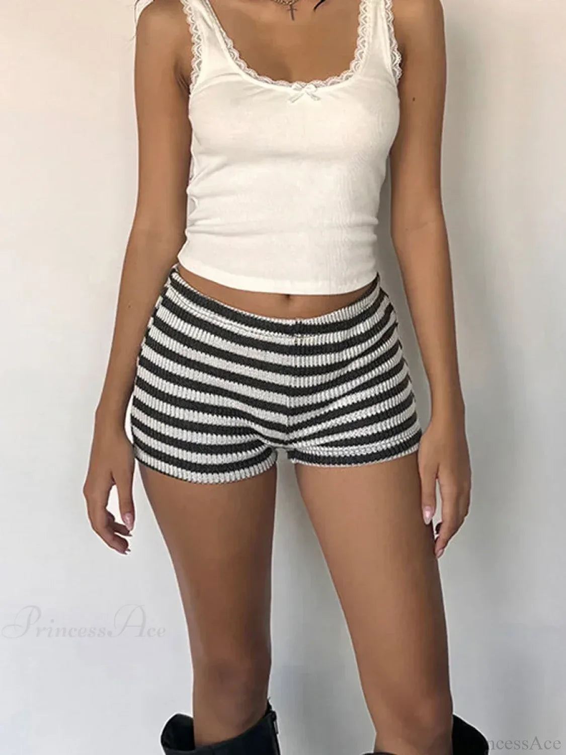 Stripe Ribbed Knit Low-Rise Short
